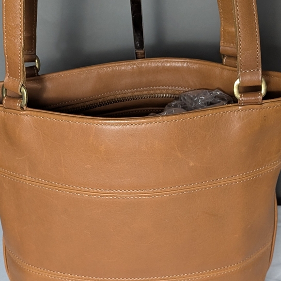 Vintage Coach Tribeca Shopper Tote Bag Tan Glove-Tanned Leather Authentic 9098 - Picture 9 of 16